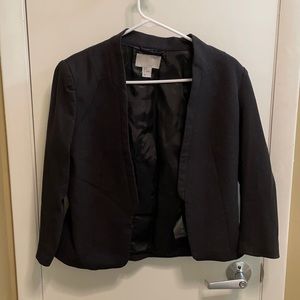 H&M Black 3/4 Sleeve Open Short Blazer